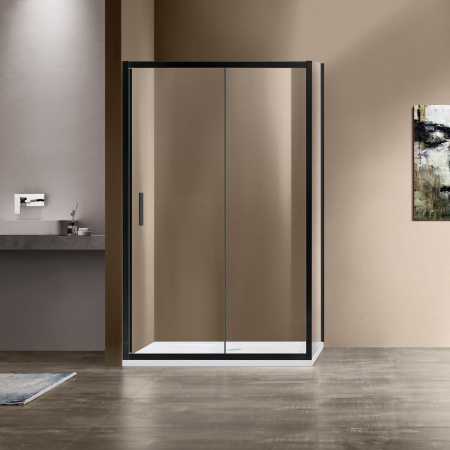 Душевой уголок Vincea Garda VSR-1G9012CLB, 1200*900, черный, стекло прозрачное