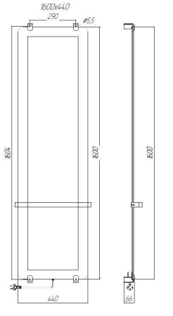 Полотенцесушитель электрический Allen Brau Infinity 160x44 с рейлингом и креплением, черный браш