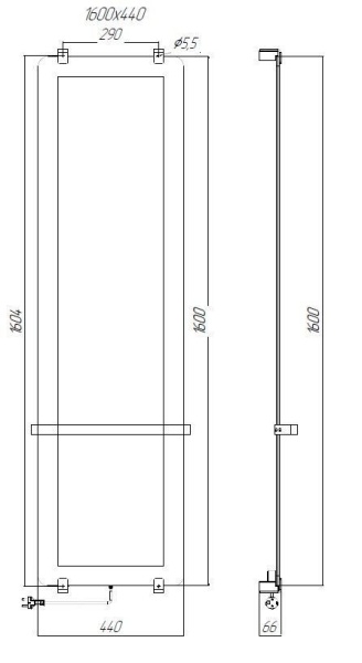 Полотенцесушитель электрический Allen Brau Infinity 160x44 с рейлингом и креплением, черный браш