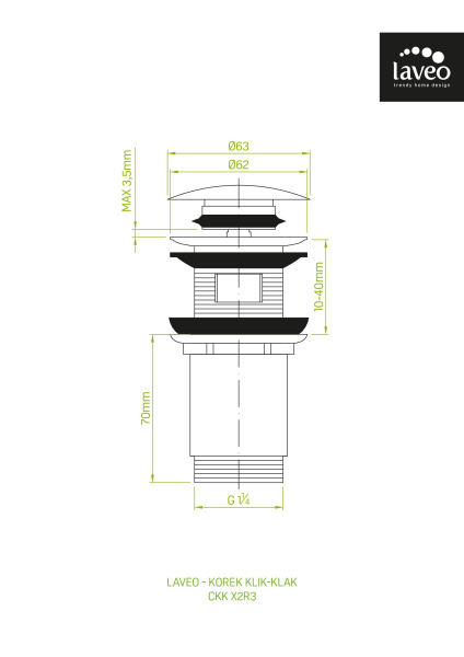 Донный клапан Laveo Pop-Up Waste CKK_G2R3 золото