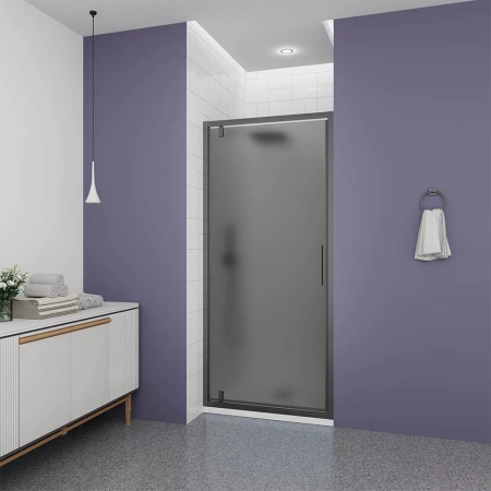 Душевая дверь Veconi Ottimo P30 GR, 900x1900, графит брашинг, стекло тонированное матовое