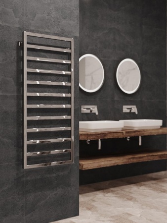 Полотенцесушитель водяной Stinox Bergamo 500x1200, нижнее подключение, хром, 1/2" ВР (внутренняя резьба), 10 перекладин