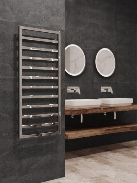 Полотенцесушитель водяной Stinox Bergamo 500x1200, нижнее подключение, хром, 1/2" ВР (внутренняя резьба), 10 перекладин