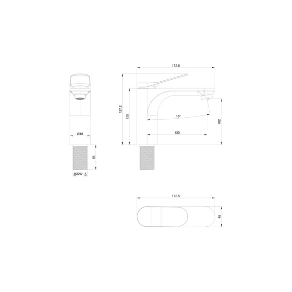Смеситель для раковины WONZON & WOGHAND, Брашированное золото (WW-XH-010-BG)