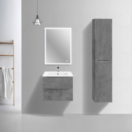 Тумба под раковину Vincea Mia Slim 600 подвесная, 2 выкатных ящика soft close, Beton