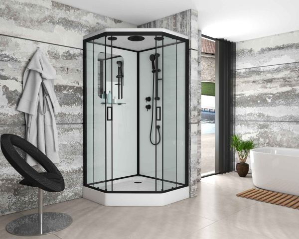 Душевая кабина Niagara Premium NG-6902-01D BLACK 100х100х220, низкий поддон 16 см, стекло тонированное