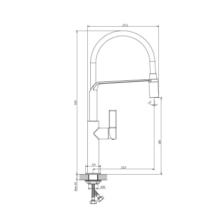 Смеситель для кухонной мойки с гибким изливом RUSH MS9035-35Black