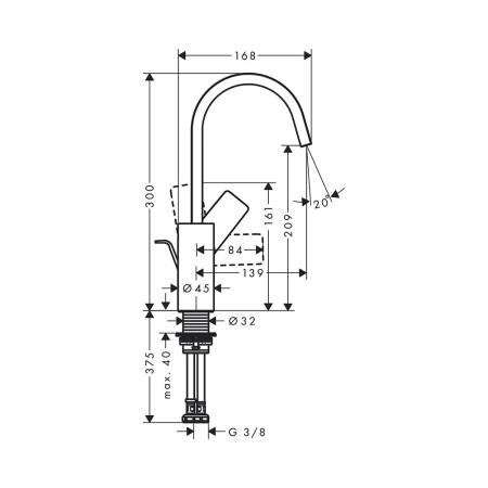 Hansgrohe Vivenis Смеситель для раковины однорычажный 210 с поворотным изливом со сливным гарнитуром хром 75030000