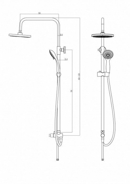 Душевой гарнитур с верхней лейкой Milardo Shower Set 2403F21M76