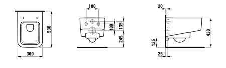 Подвесной унитаз Pro S 36х53 см, rimless, безободковый, без сиденья 8.2096.2.000.000.1