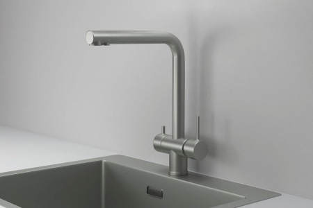 Смеситель для кухни Granula Kitchen Space 7011 сталь матовая, подключение к фильтру