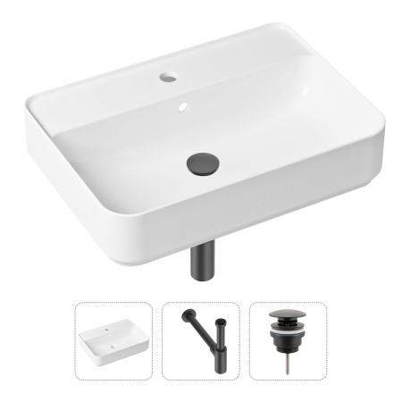 Комплект 3 в 1 Lavinia Boho Bathroom Sink 21520332: накладная фарфоровая раковина 60 см, металлический сифон, донный клапан