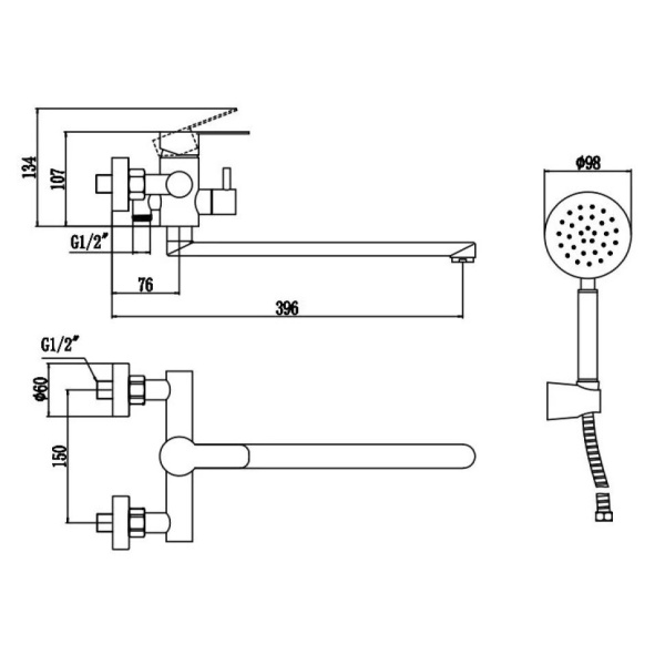 Смеситель для ванны Fmark FS8224, сатин