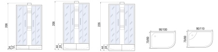 Душевая кабина River NARA Б/К 90/80/24 МТ L, 90x80x206