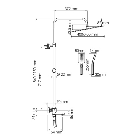 A199.119.126.087.CH Thermo Душевой комплект WasserKRAFT с термостатическим смесителем