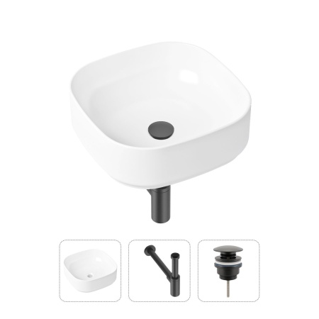 Комплект 3 в 1 Lavinia Boho Bathroom Sink 21520224: накладная фарфоровая раковина 40 см, металлический сифон, донный клапан