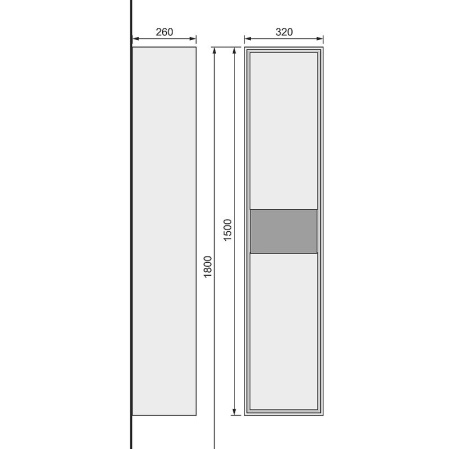 Шкаф-пенал для ванной Jorno Glass Gla.04.150/P/W белый