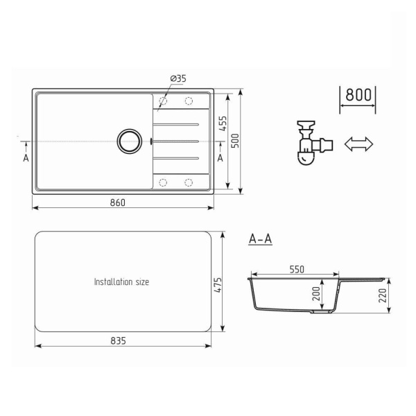 Кухонная мойка Ulgran Quartz Prima 860-01, жасмин