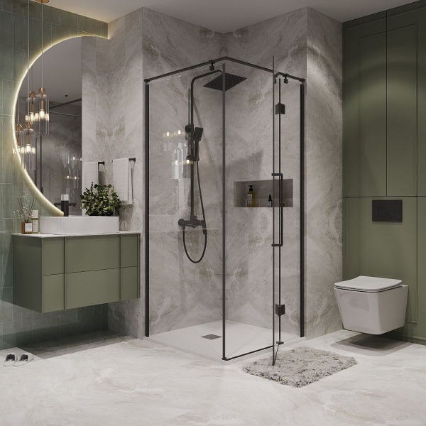 Душевое ограждение  Niagara Nova  NG-6831-34BLACK (90*90*195) квадрат, двери распашные