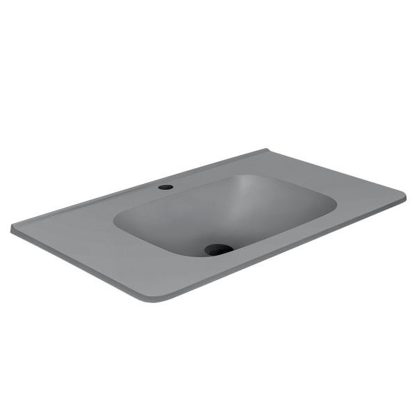 Тумба Vincea Vico 800 подвесная, 2 выкатных ящика soft close, V.Oak с умывальником VCB-2VP800G из искусственного камня, цвет серый