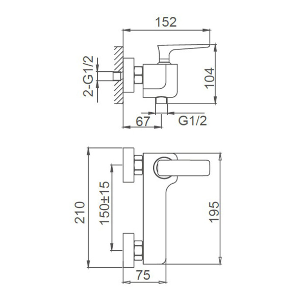 Смеситель для душа WONZON & WOGHAND Shark, Хром (WW-484101-CR)