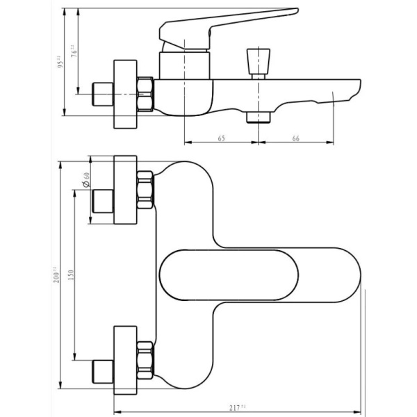 Смеситель для ванны Savol SK-H6101, хром/белый