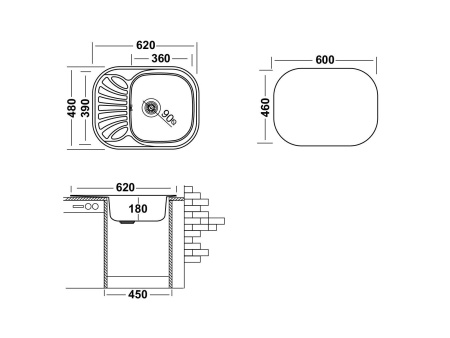 Кухонная мойка UKINOX Галант GAL620.480 -GT8K 2L, 48*62
