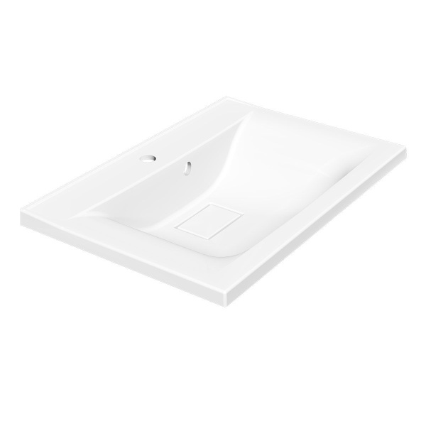 Тумба Vincea Mia 650 подвесная, 2 выкатных ящика soft close, Beton с умывальником VCB-3M650W из искусственного камня, цвет белый