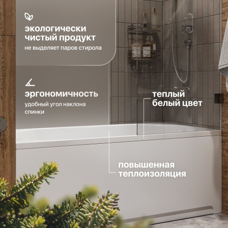Акриловая ванна STWORKI Нюборг 150x75 см, пристенная, белая, с каркасом