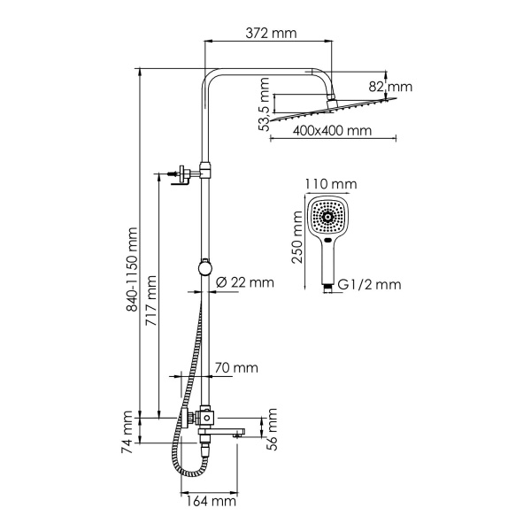 A199.119.065.010.CH Thermo Душевой комплект WasserKRAFT с термостатическим смесителем