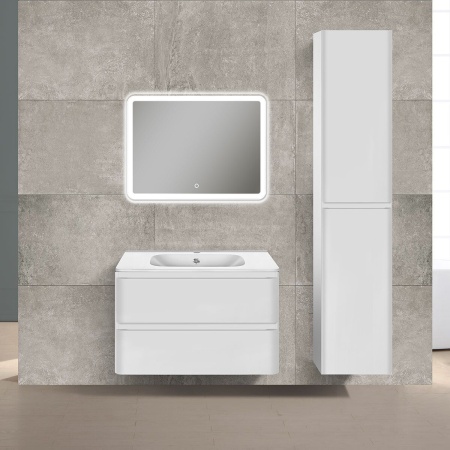 Тумба Vincea Vico 800 подвесная, 2 выкатных ящика soft close, G.White с умывальником VCB-2VP800G из искусственного камня, цвет серый