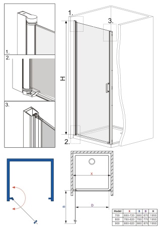Дверь душевая Roxen Astra 580110-70 (70*195)