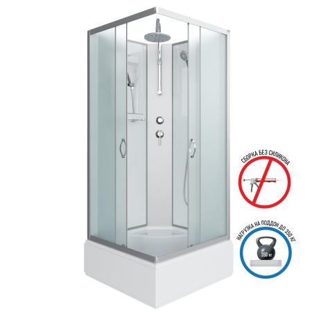 Душевая кабина Niagara Classic NG-1108-14BKT 90х90х210-240, средний поддон 26 см, стекло матовое с полкой