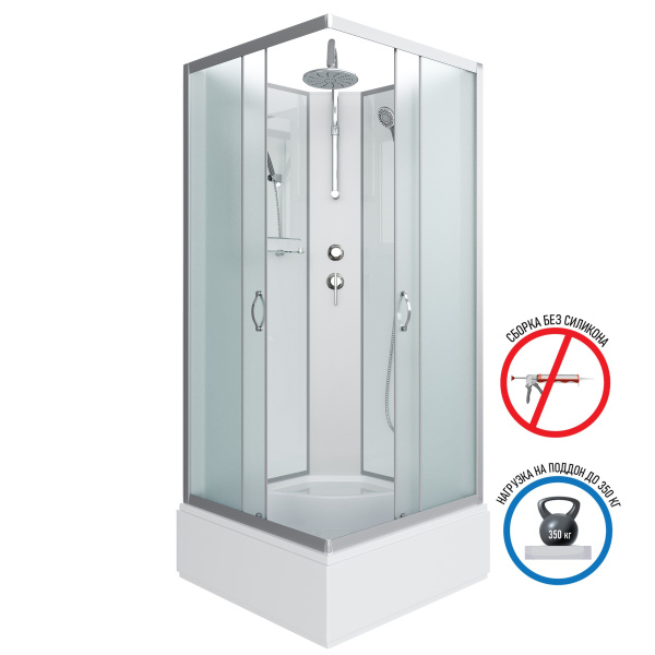 Душевая кабина Niagara Classic NG-1108-14BKT 90х90х210-240, средний поддон 26 см, стекло матовое с полкой