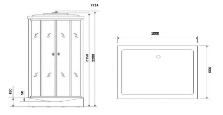 Душевая кабина Niagara Luxe NG-7714G 100x90x215, низкий поддон, стенки золото