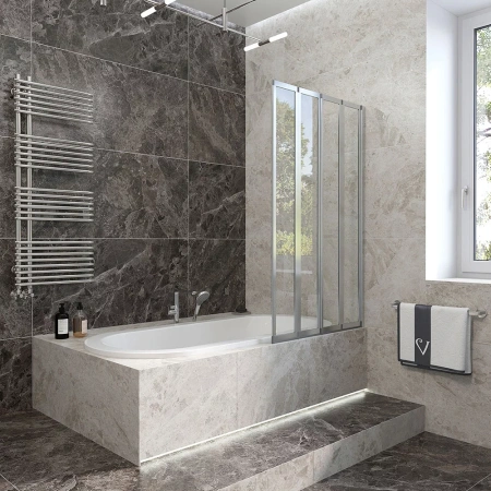 Шторка на ванну Veconi Palau PL-74R, 900x1500, хром, стекло прозрачное