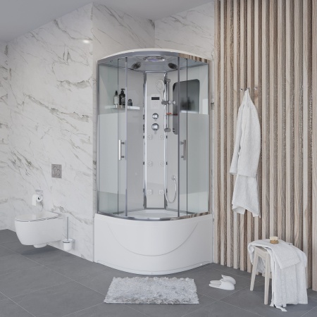 Душевая кабина Niagara Ultra NG-308-01 90х90х220, высокий поддон 48 см, стекло прозрачное с матовой полосой