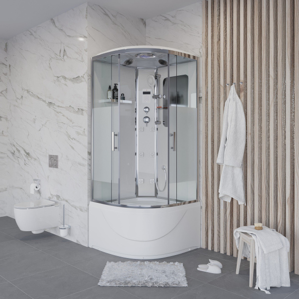 Душевая кабина Niagara Ultra NG-309-01 100х100х220, высокий поддон 48 см, стекло прозрачное с матовой полосой