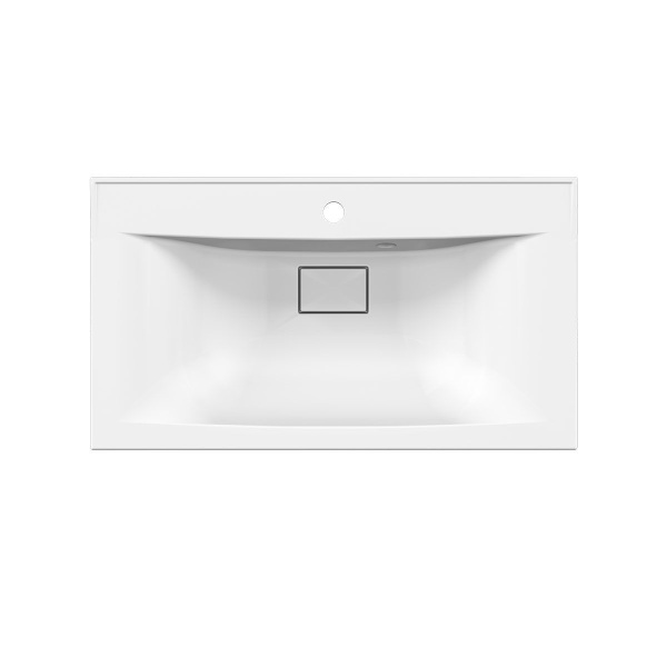 Тумба Vincea Mia 800 подвесная, 2 выкатных ящик soft close, V.Oak с умывальником VCB-3M800W из искуственного камня, цвет белый