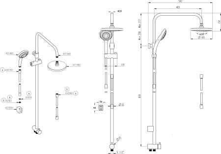 Душевая стойка VitrA System Rain A45597EXP