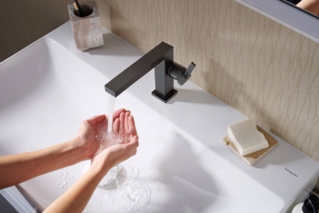 Смеситель для раковины Hansgrohe Tecturis E CoolStart EcoSmart 73020670 матовый черный 73020670