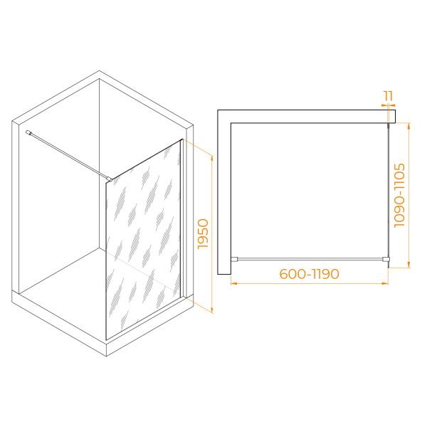 Душевая перегородка RGW WA-002B 1100