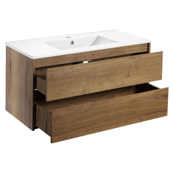 Тумба под раковину Vincea Gio 100 подвесная, 2 выкатных ящика soft-close, T.Oak
