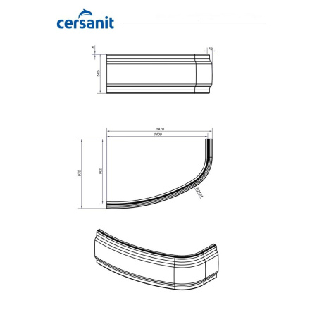 Панель для ванны фронтальная Cersanit JOANNA 140 универсальная, 63360