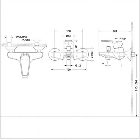 Смеситель для ванны Bravat Line F65299C-B-RUS