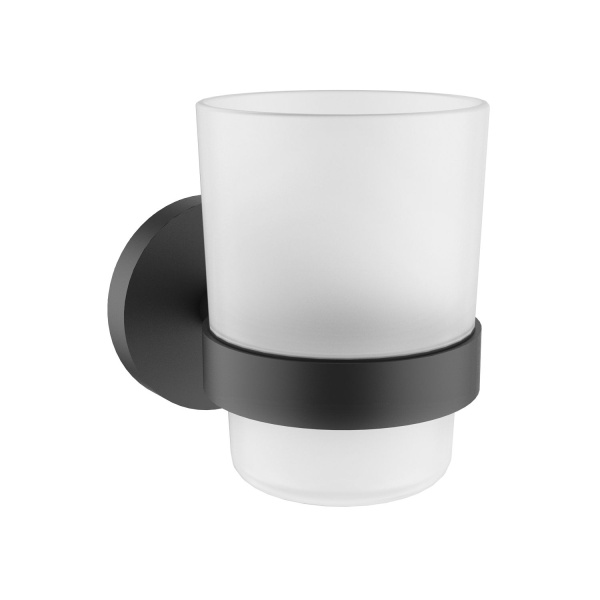 Акционный набор аксессуаров для ванной комнаты 5 в 1 Wellsee Finishing Touch 182512002: дозатор для жидкого мыла, мыльница, крючок 2 шт, стакан для зубных щеток и пасты (цвет черный матовый)