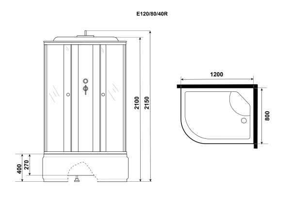 Душ.каб. Niagara Eco E120/80/26R/TN (1200х800х2150) 4 места