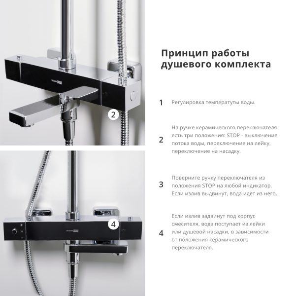 Душевой комплект с термостатическим смесителем WasserKRAFT  BK19901BG