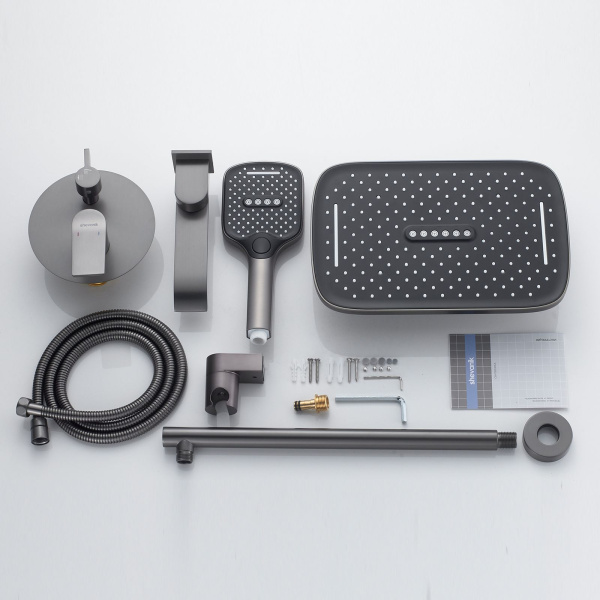 Душевая система встраиваемая Shevanik S4135T, оружейная сталь