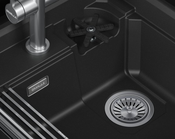 Мойка для кухни Granula Kitchen Space Rinzer 5807R черный, 58х52 см, прямоугольная
